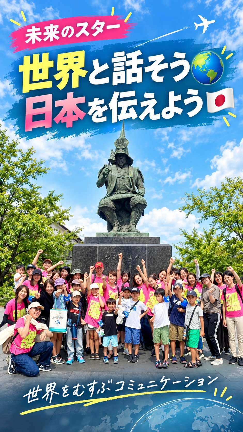 未来のスター 世界と話そう 日本を伝えよう｜名古屋城での集合写真